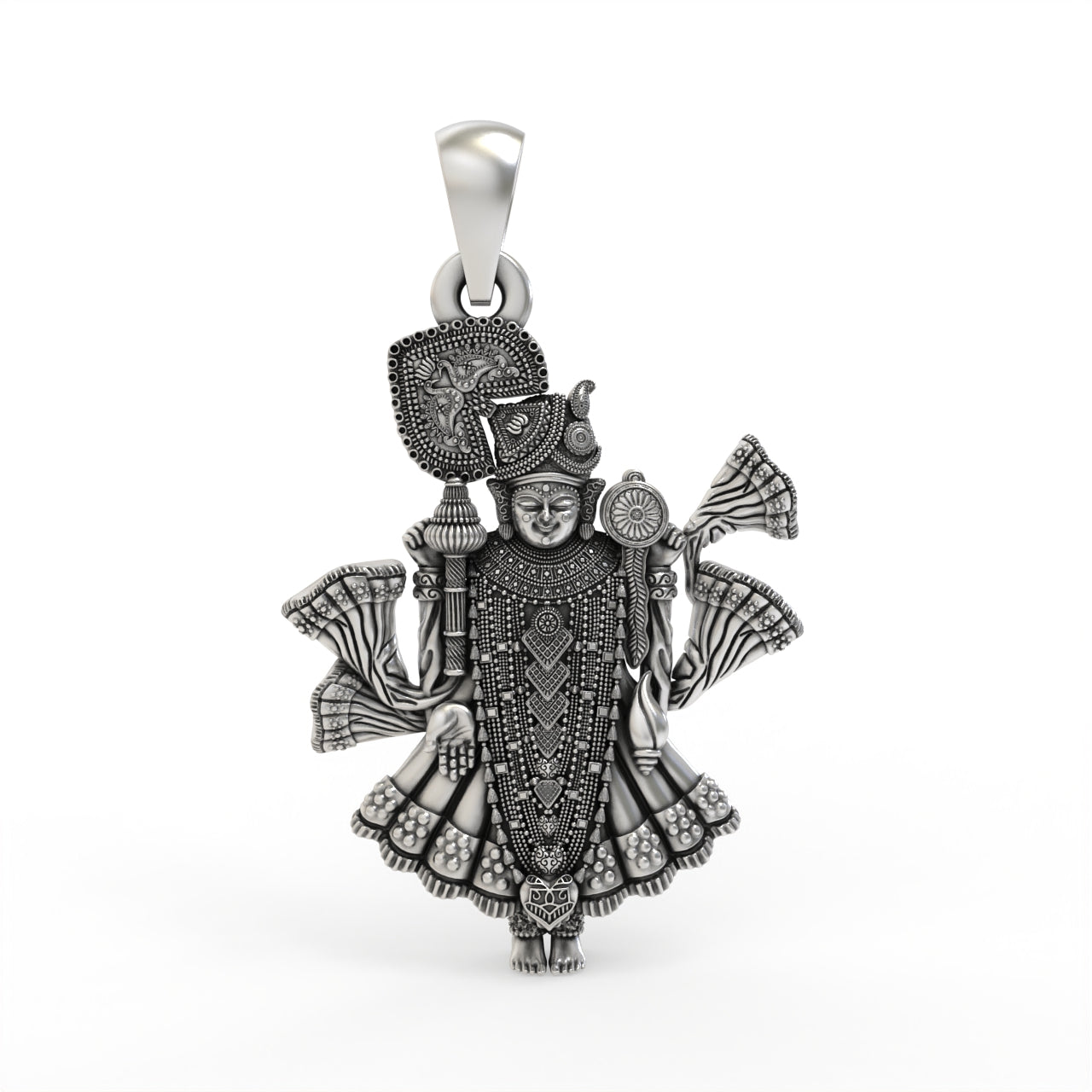 925 silver Dwarkadhish pendant front view Main image