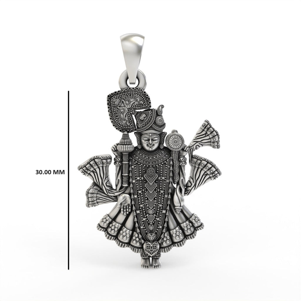 Krishna Dwarkadhish locket in oxidized silver