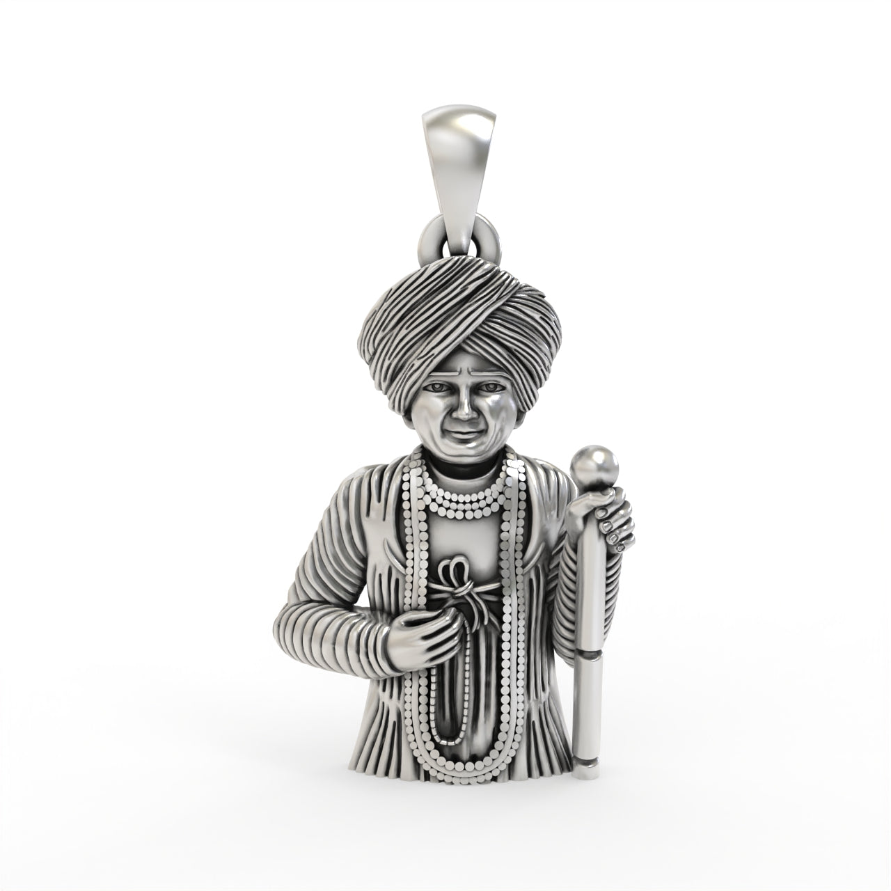925 silver Jalaram Bapa pendant front view
