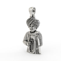 Oxidized Jalaram Bapa pendant side detail