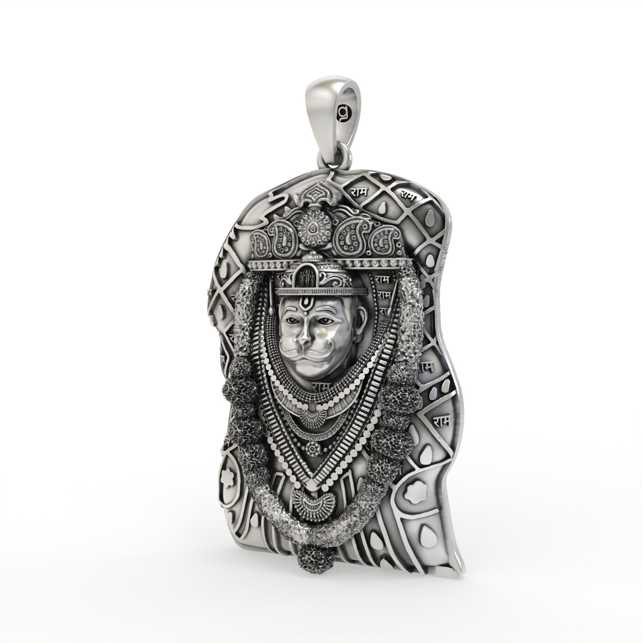 925 Sterling Silver Bhurakhiya Hanuman Pendant Secondary image