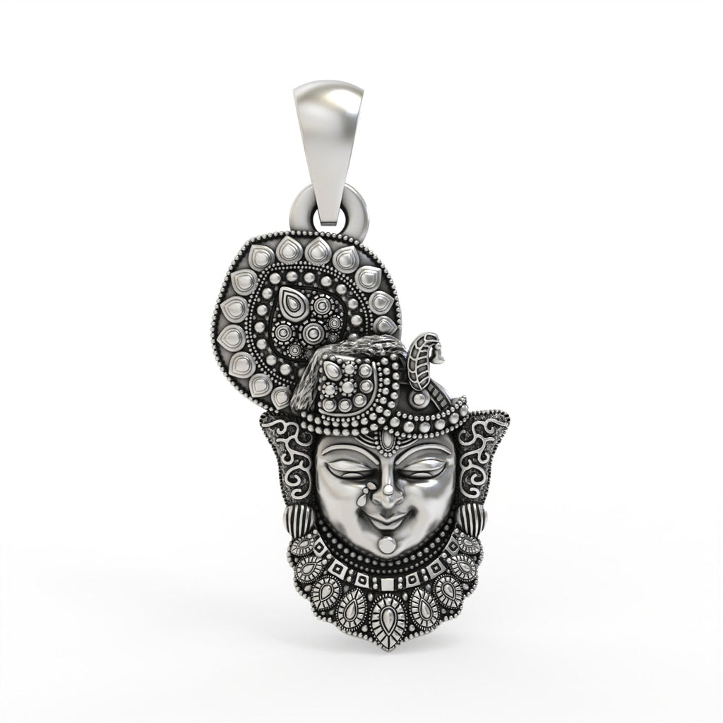 925 silver Shrinathji face pendant front view