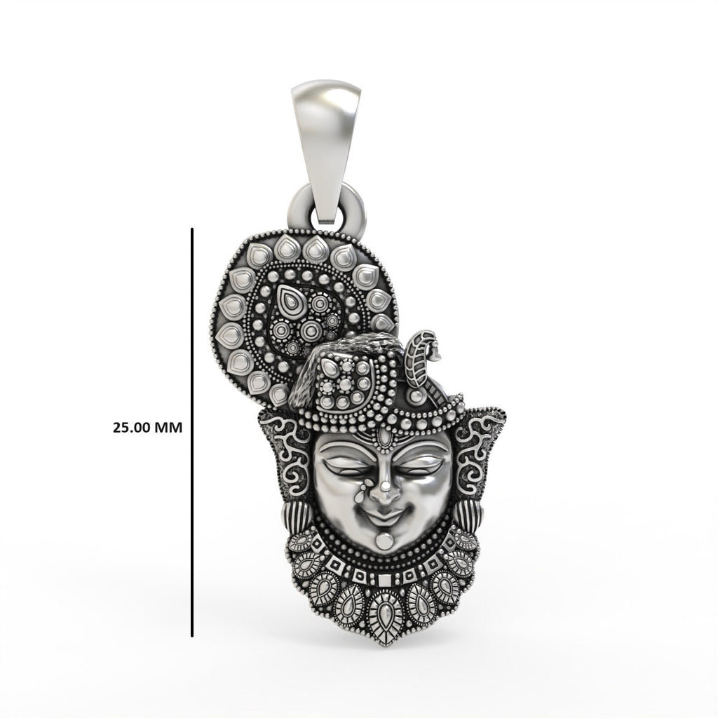 Shrinathji face locket in oxidized silver