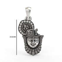 Shrinathji face locket in oxidized silver