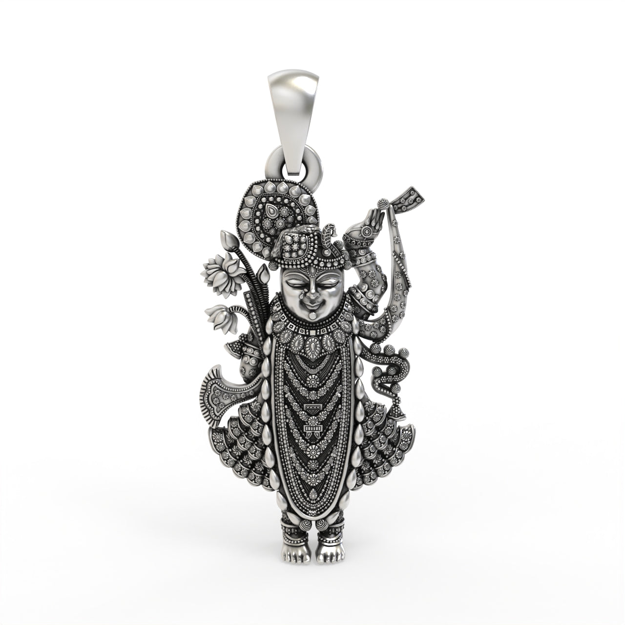 925 silver Shrinathji pendant front view Main image