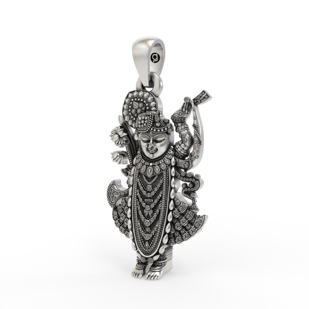 925 Silver Shrinathji Pendant | Nathdwara Krishna Locket Secondary image