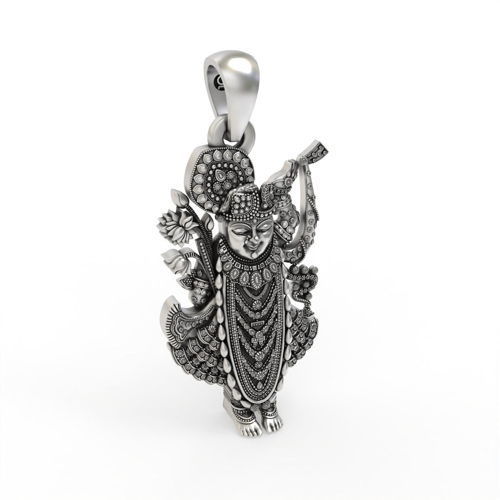 Handmade Nathdwara Krishna silver pendant