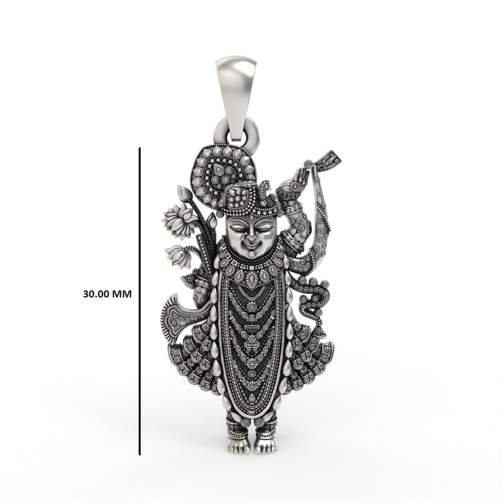 Shrinathji locket in oxidized silver