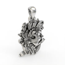 Handmade Lord Krishna peacock silver pendant