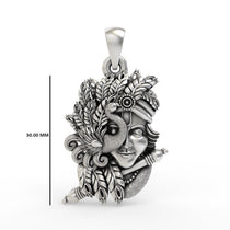 Peacock with Krishna locket in oxidized silver