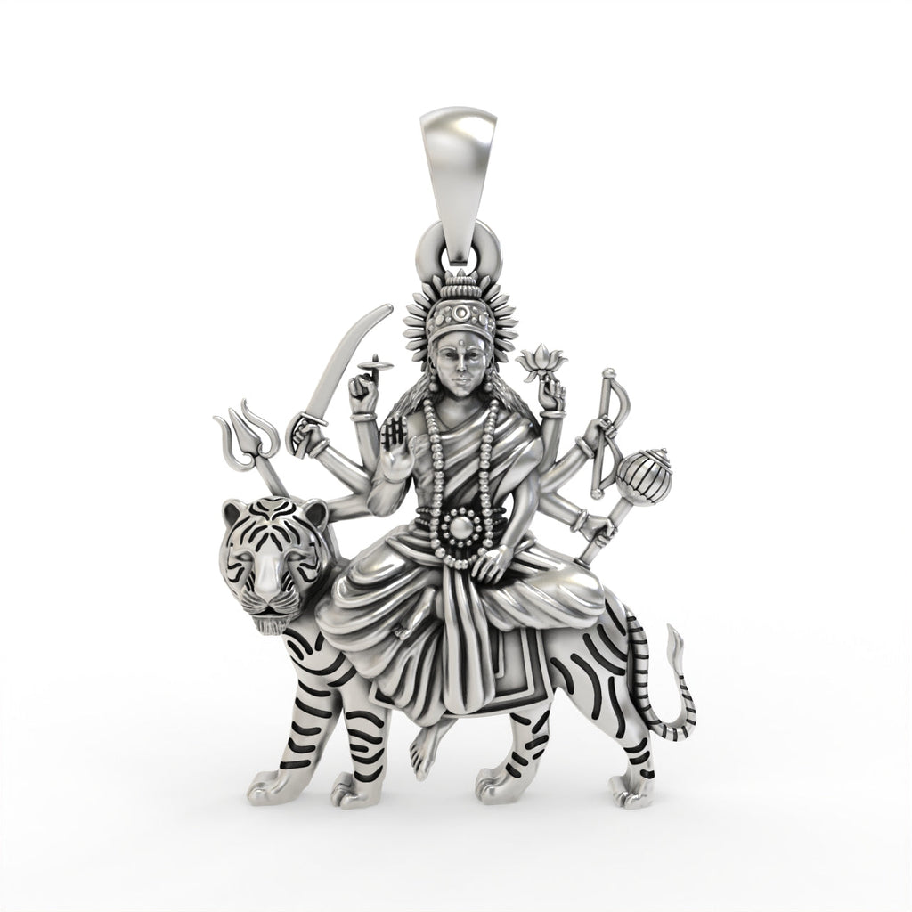 925 silver Ambe Maa pendant front view