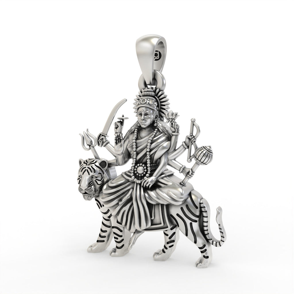 925 silver Ambe Maa locket side view