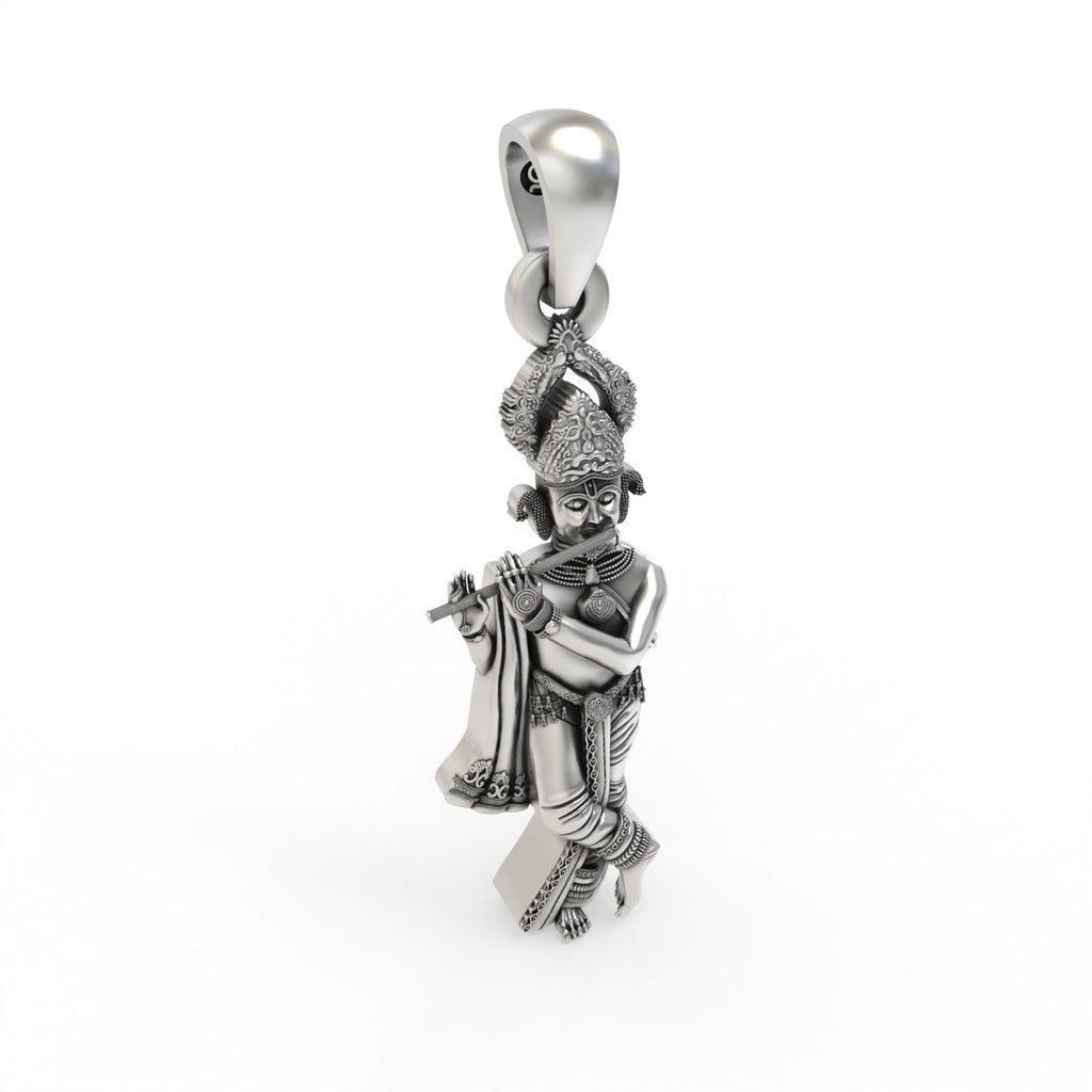 Handmade Shree Gopinathji Maharaj silver pendant