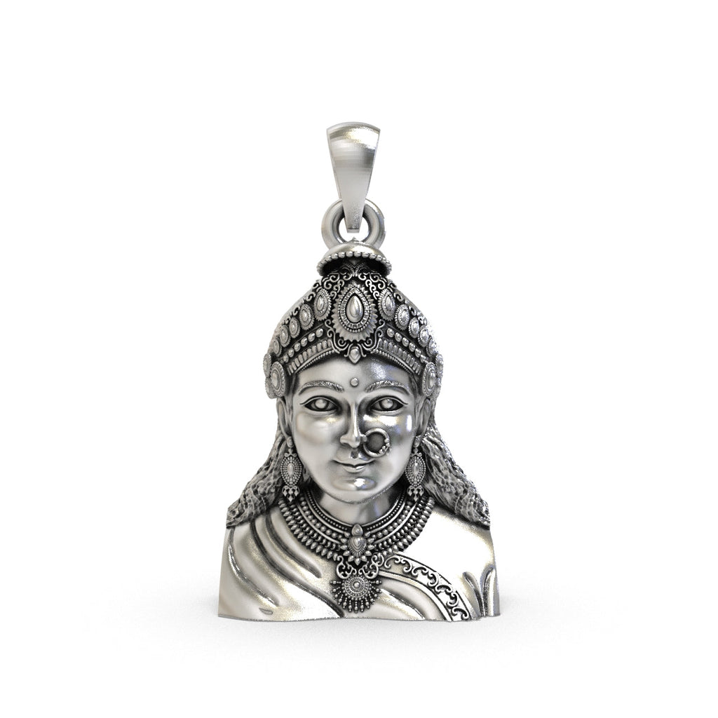 925 silver Chehar Maa pendant front view