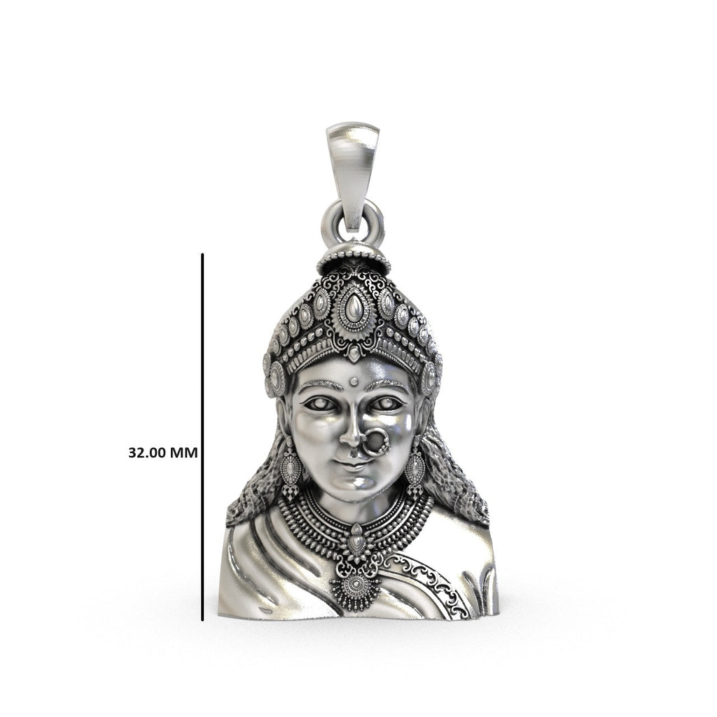 Handcrafted Chehar Maa pendant in 925 silver