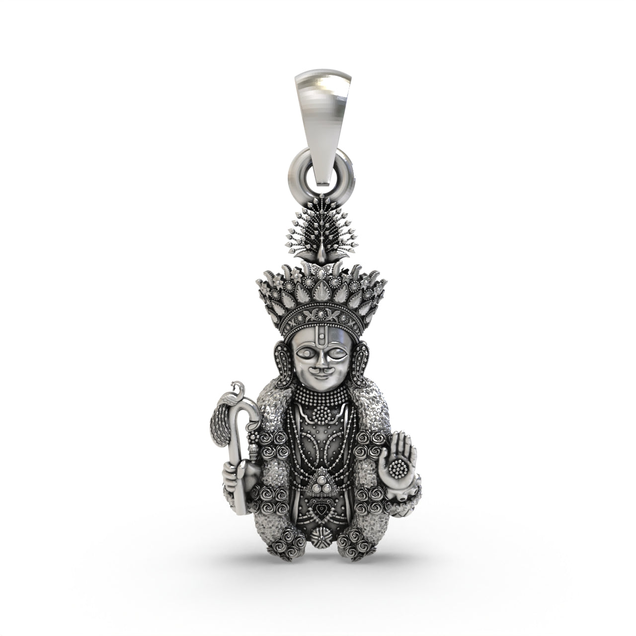 925 silver Hari Krishna Maharaj pendant front view