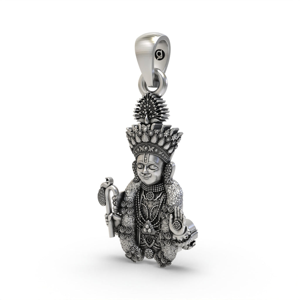 Hari Krishna Maharaj silver pendant close-up