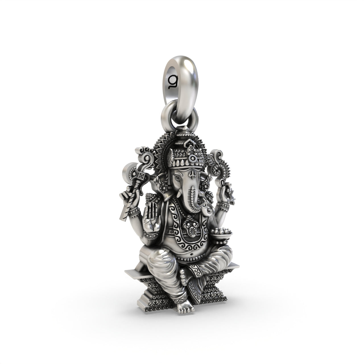 Oxidized Ganesha pendant craftsmanship angle,