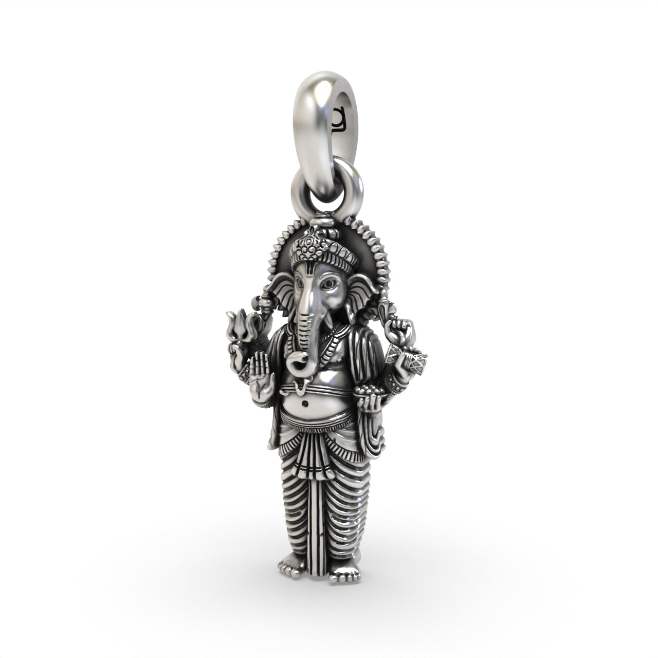 Close detail of 925 silver Ganesh pendant,