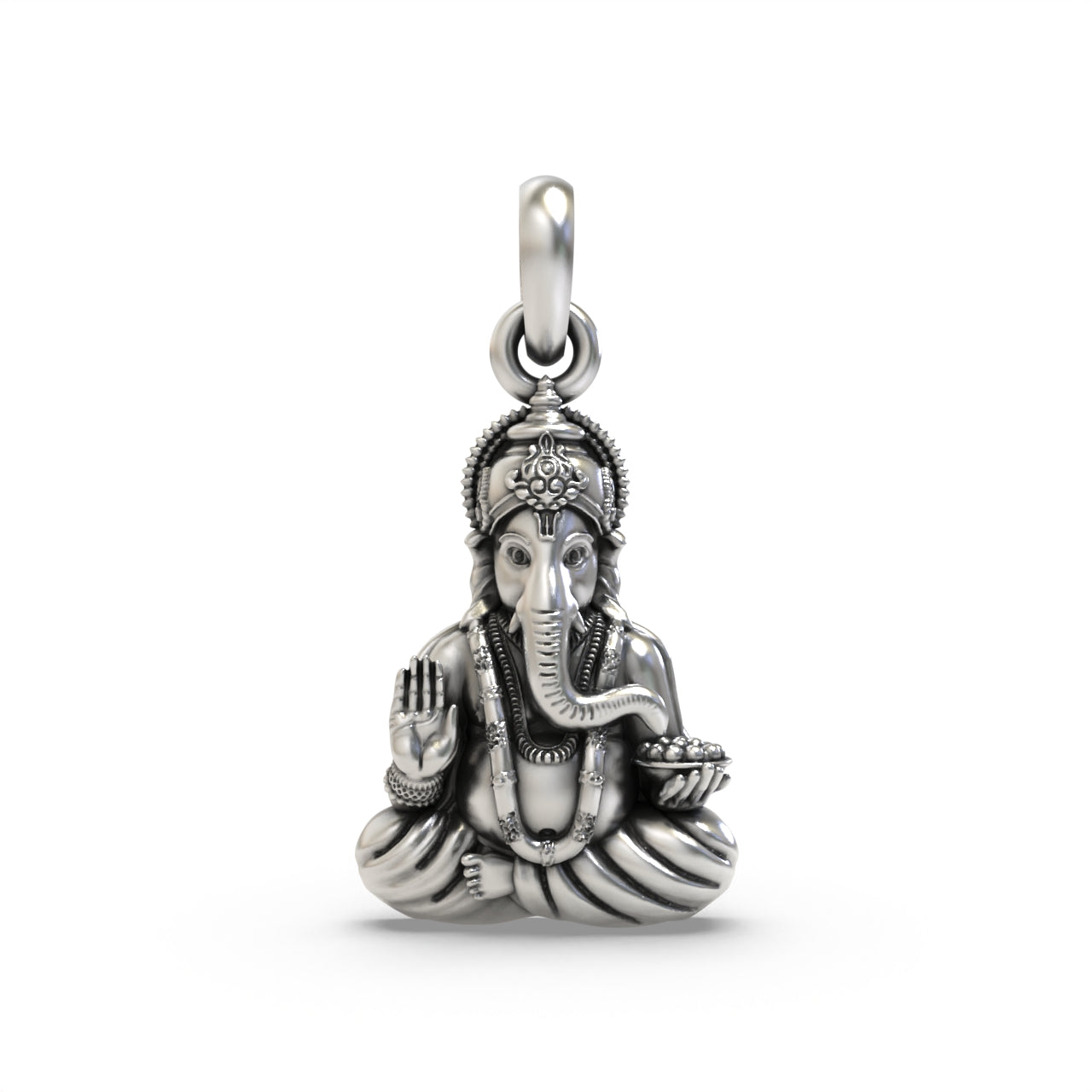 925 silver Ganpati Bapa pendant front view,