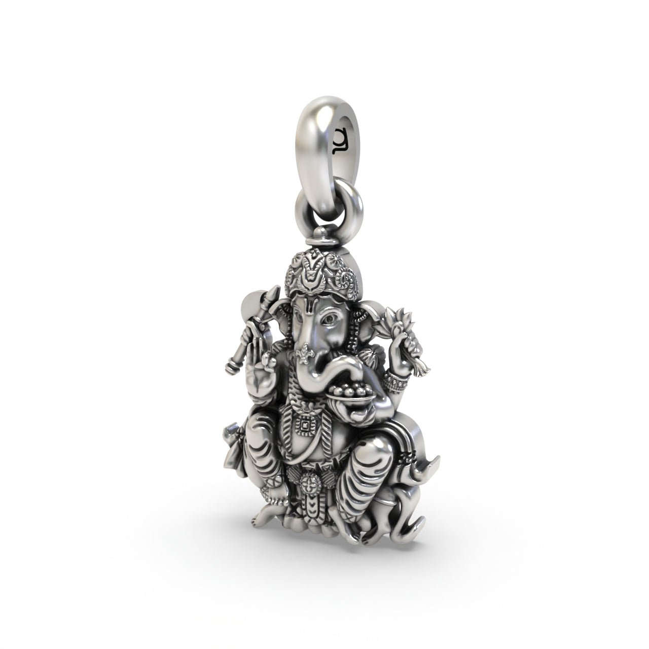 Close detail of 925 silver Ganesha pendant,
