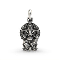 925 silver Ganeshji Singhasan pendant front view,