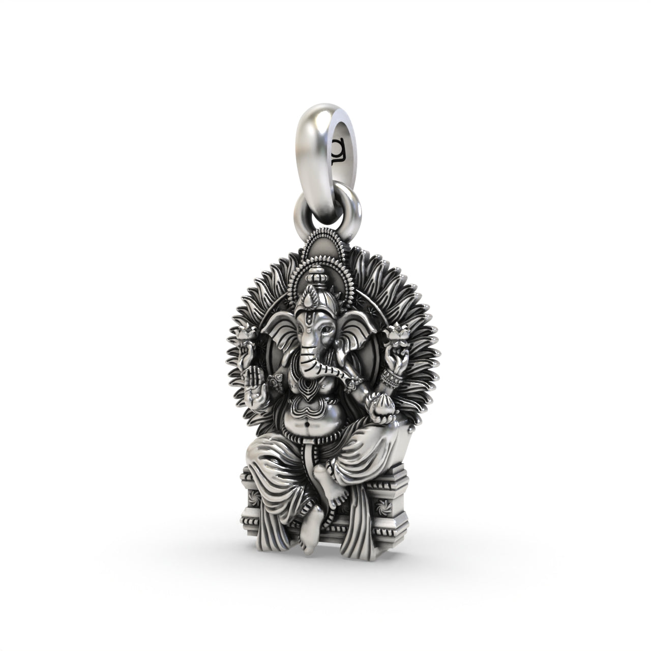The Royal Seat: 925 Silver Ganeshji in Singhasan Pendant Secondary image