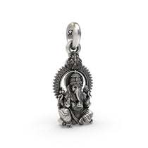 Oxidized Vakratunda Ganesh pendant craftsmanship angle,