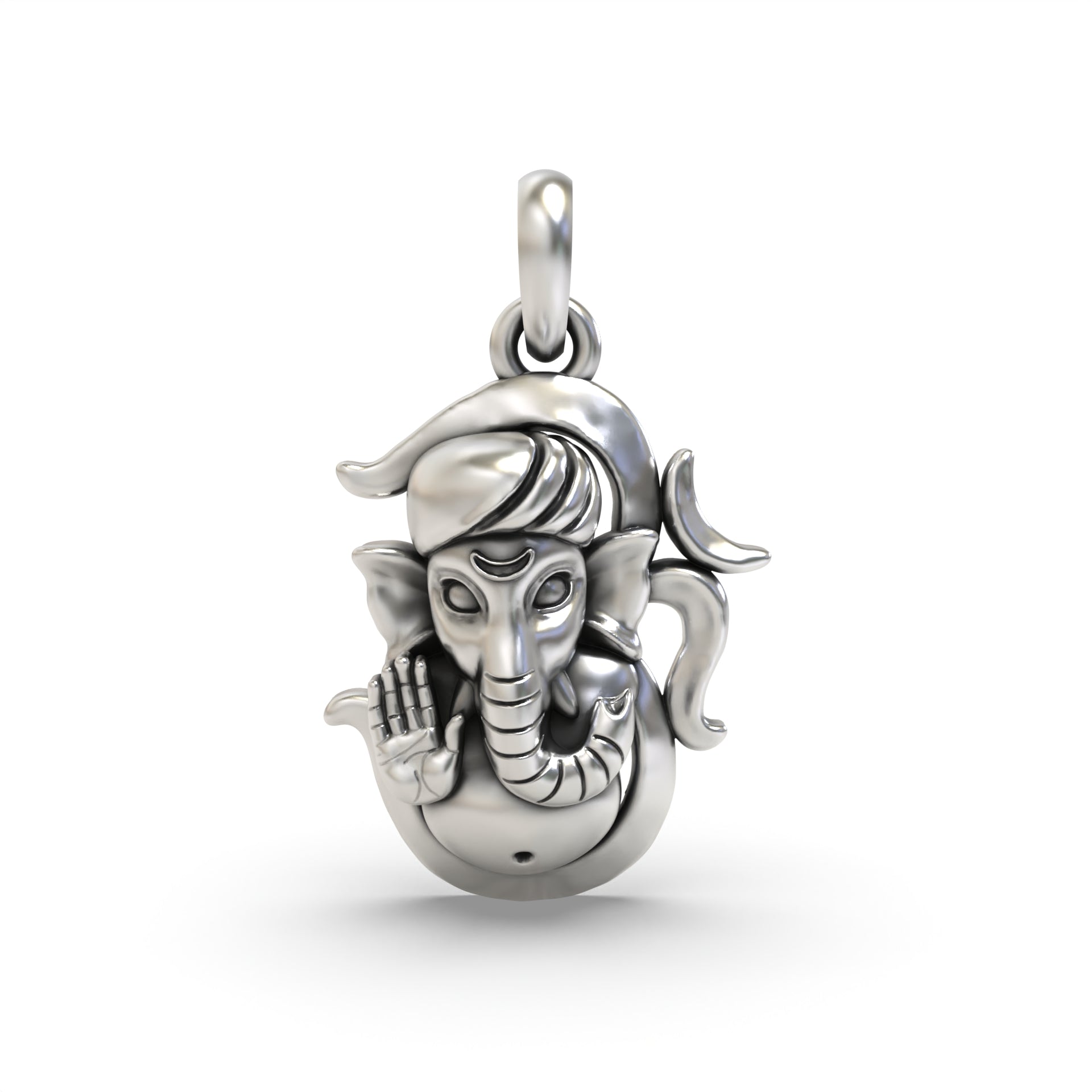 Silver Om and ganpati Pendant Main image
