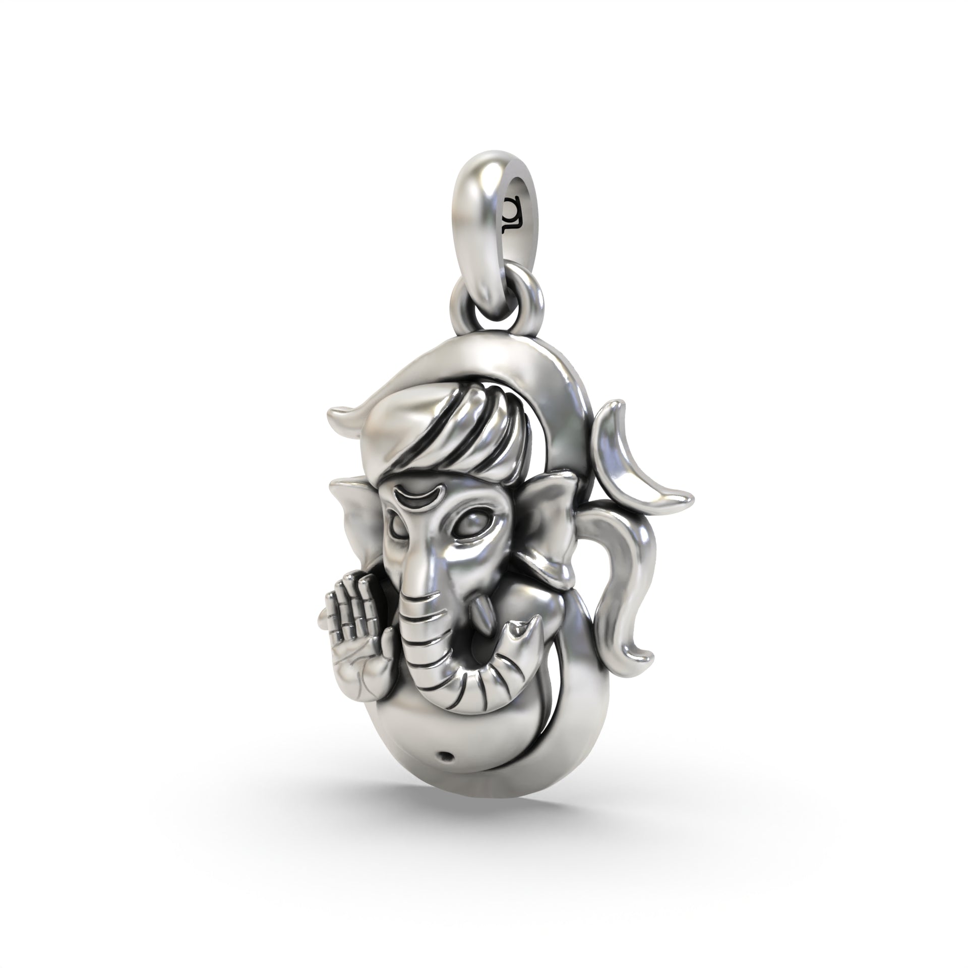 Silver Om and ganpati Pendant Secondary image