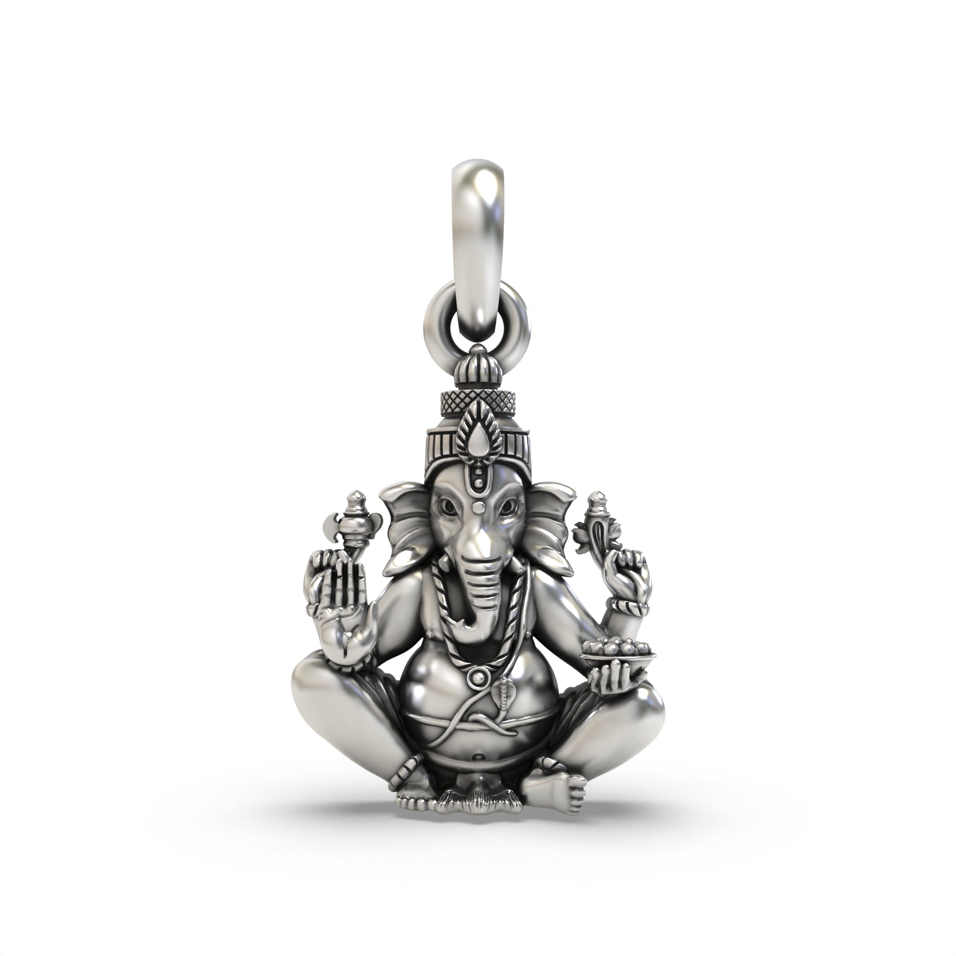 Small Sitting Ganesha Silver Pendant Main image