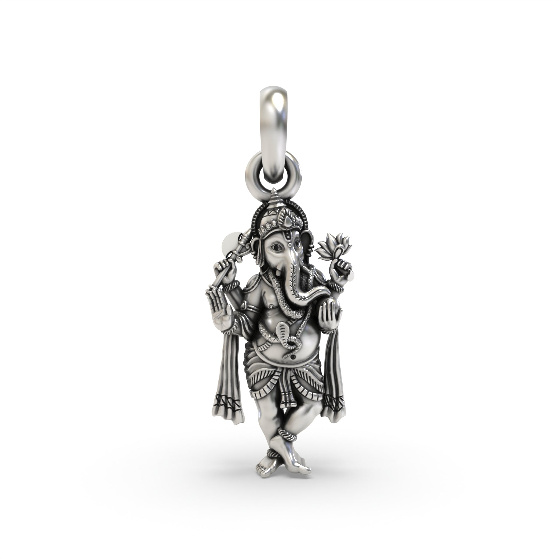 Silver Chaturbhuj Standing Ganesha Pendant Main image
