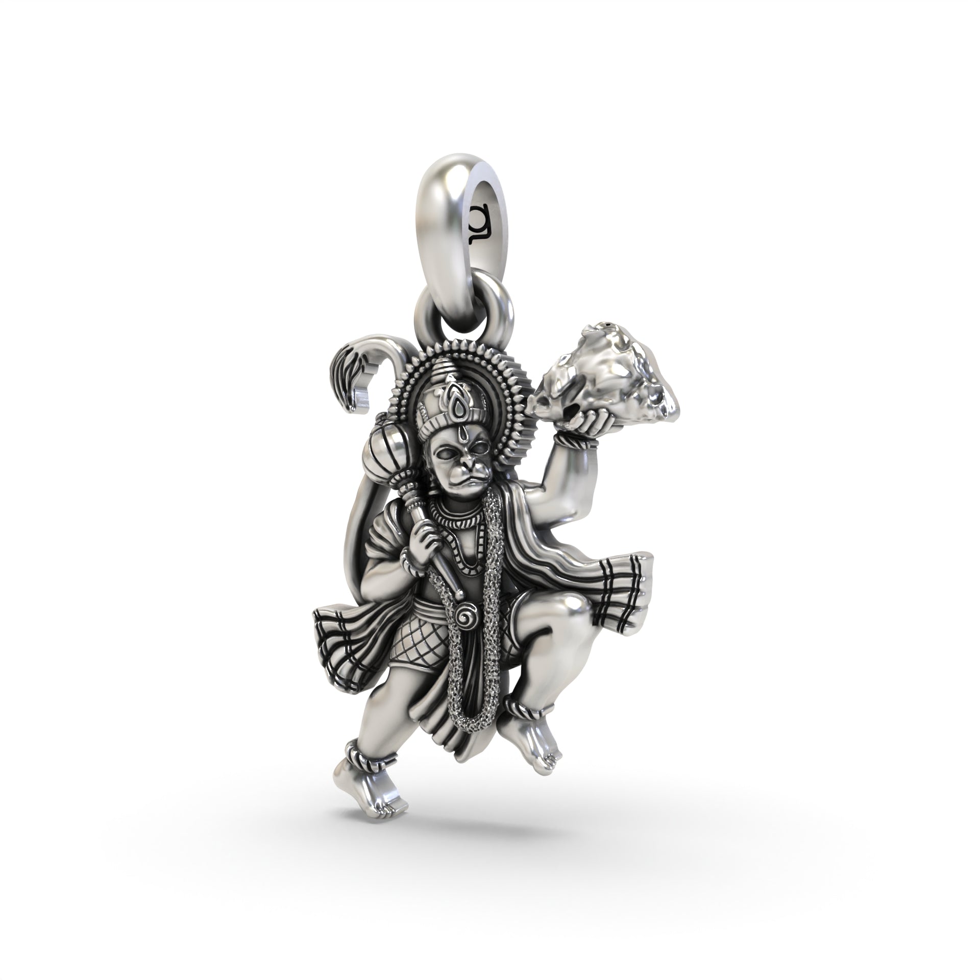 Silver Flying Hanumanji Pendant Secondary image