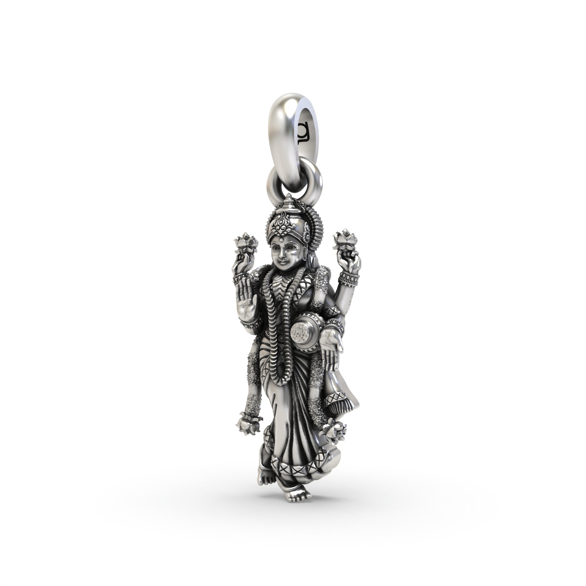 Silver Standing Lakshmi Pendant Secondary image