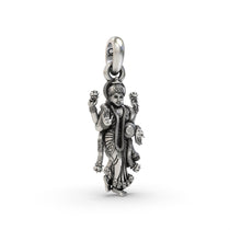 Close-up detail of the Silver Standing Lakshmi Pendant, showing the intricate carvings of the goddess in 925 silver.
