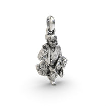 The sterling Silver Saibaba Pendant shown with its bail, ready to be worn for daily spiritual connection and grace.