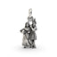 Front view of the detailed Radha Krishna silver pendant in 925 sterling silver with a beautiful oxidized finish.