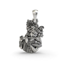 925 silver Hare Krishna pendant front view