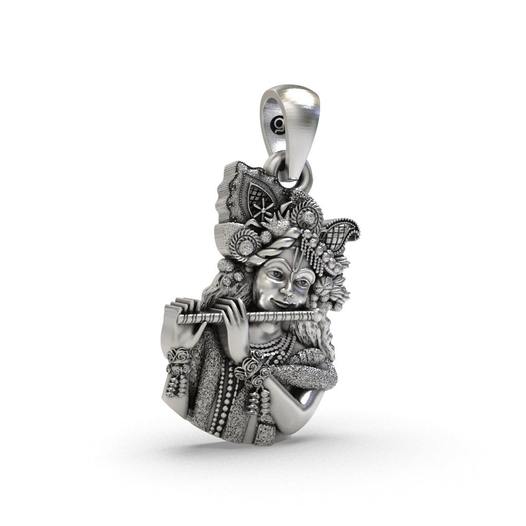 925 silver Hare Krishna locket side detail
