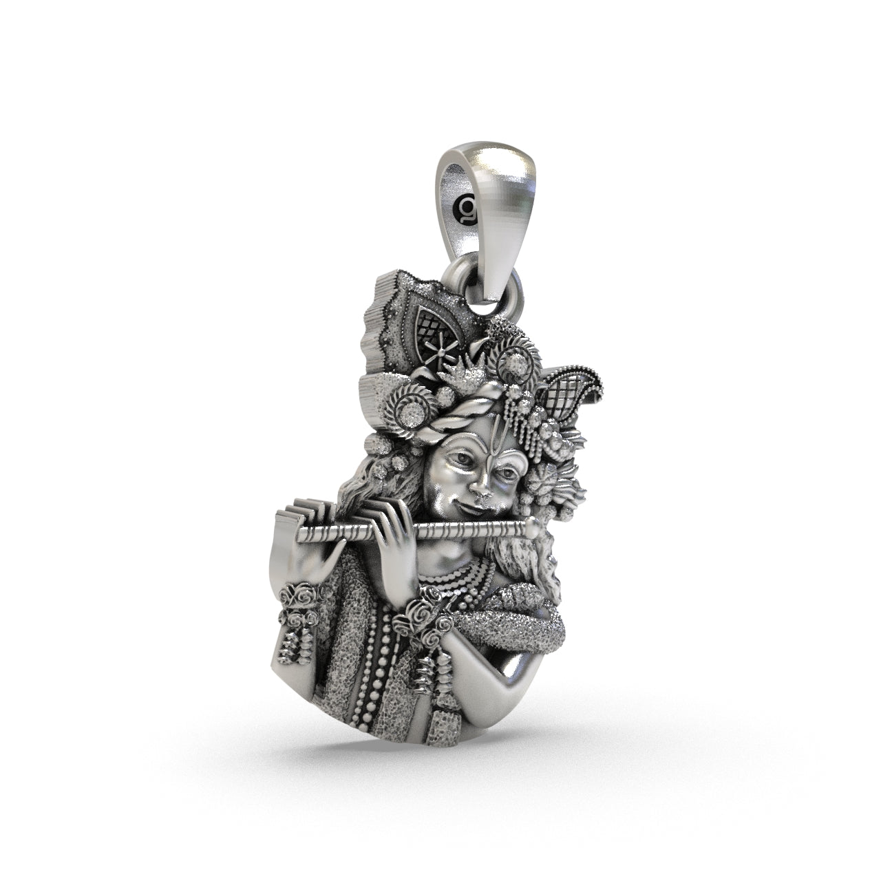 925 silver Hare Krishna locket side detail