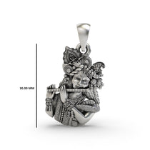 Handcrafted Hare Krishna pendant in 925 silver
