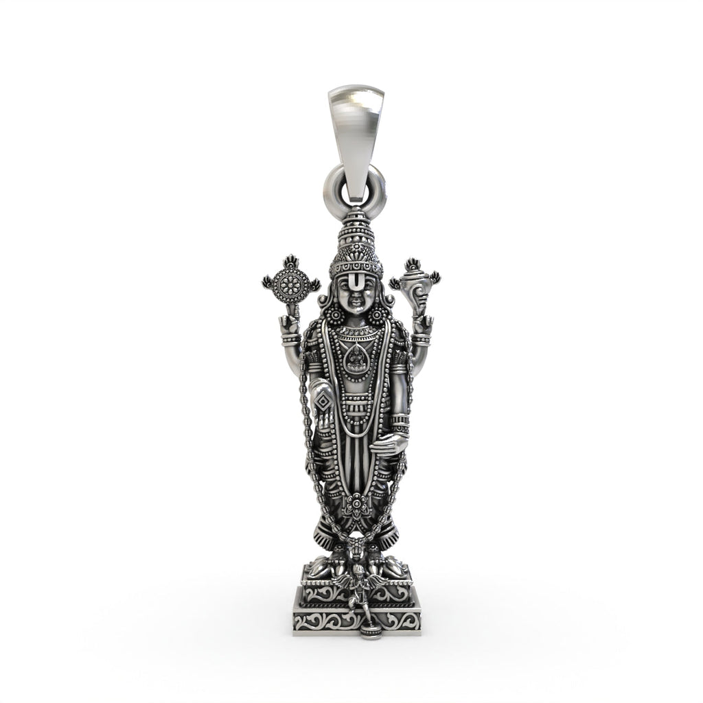 925 silver Tirupati Balaji pendant front view,