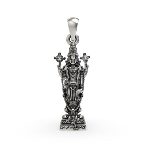 925 silver Tirupati Balaji pendant front view,
