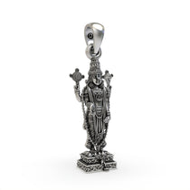 Oxidized Tirupati Balaji pendant craftsmanship angle,