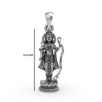 Lord Ram Lalla silver pendant close-up,