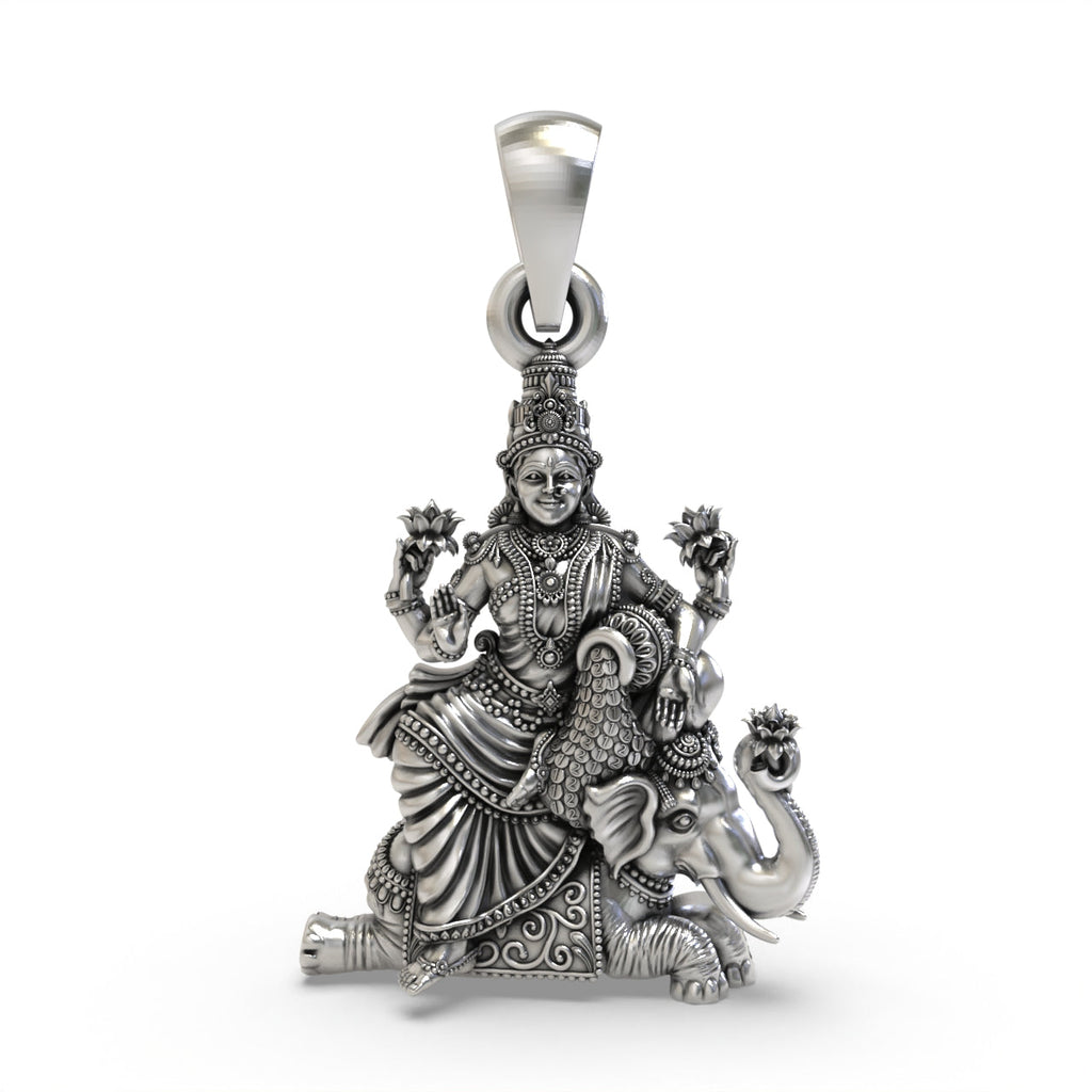 925 silver Lakshmi Maa pendant front view,