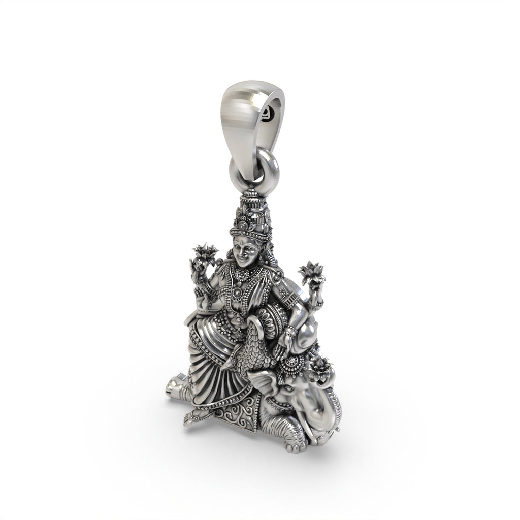 925 silver Lakshmi pendant for devotional wear