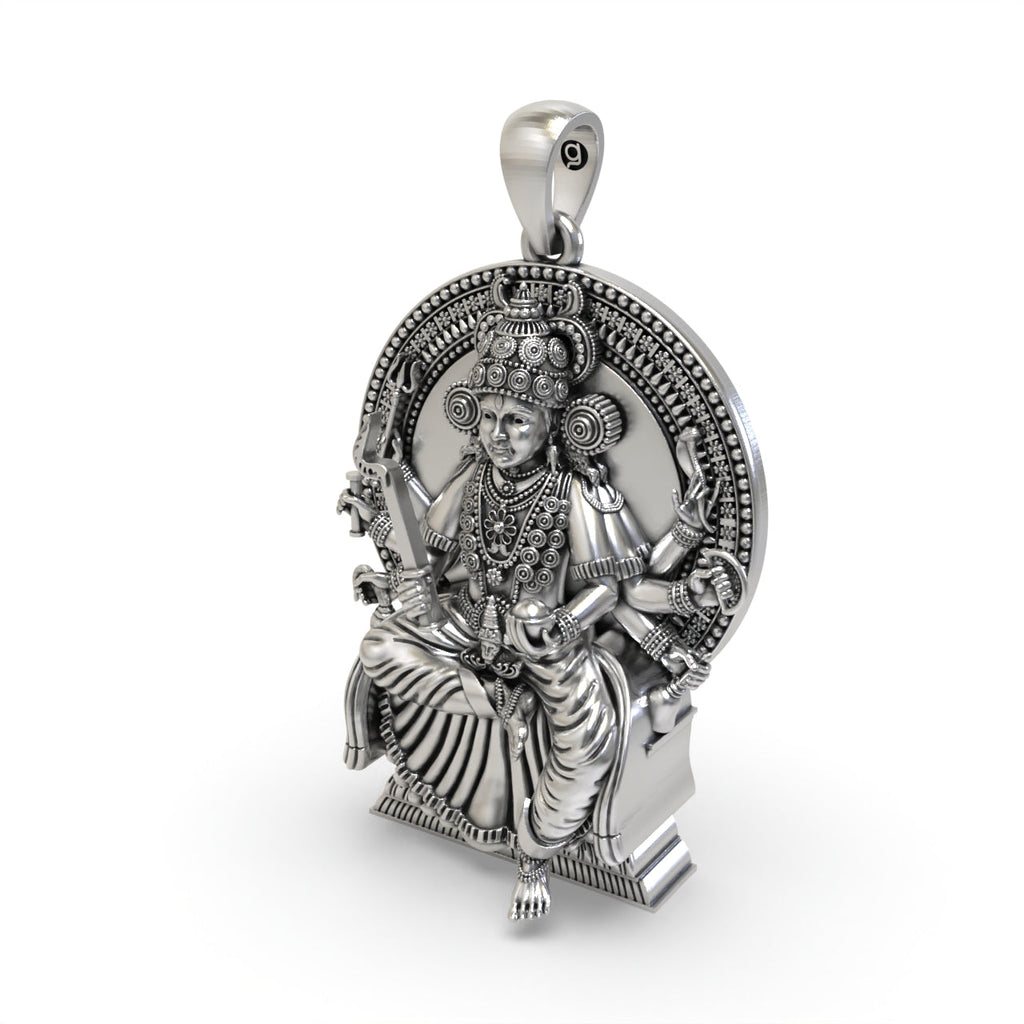 Hollow back design of the lightweight Kodungallur Bhagavathy Amma 925 silver protection charm.