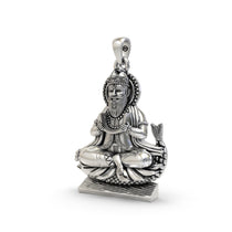 Angled side view of the Alankar 925 silver Jhulelal pendant, highlighting its 40mm height and craftsmanship.