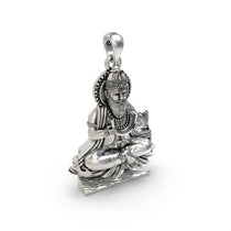Back view of the sterling silver Jhulelal pendant, revealing the hollow design for lightweight and comfortable wear.